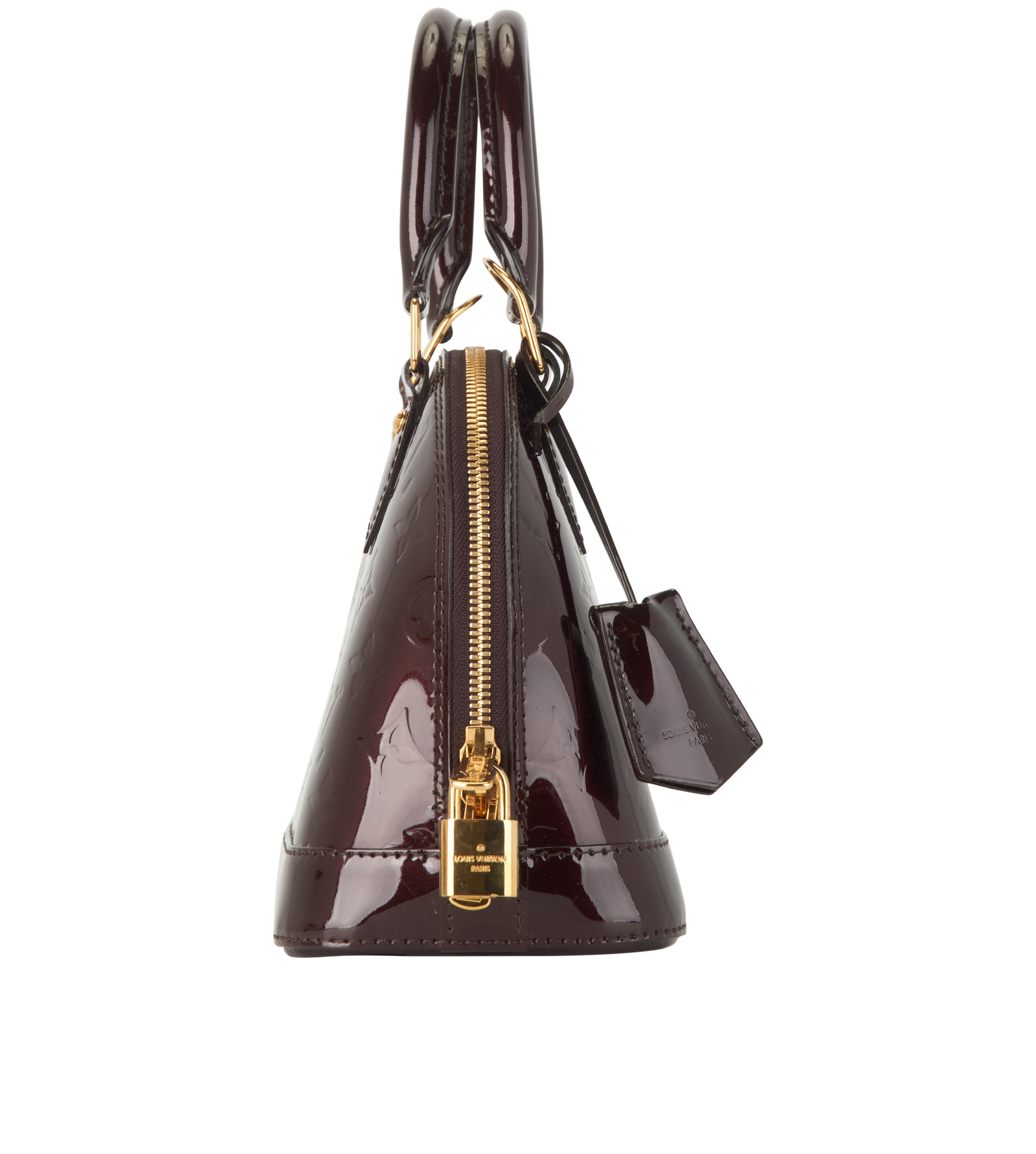 Alma BB, &pound;1,100, Handbags, Burgundy, Patent Leather, Side view
